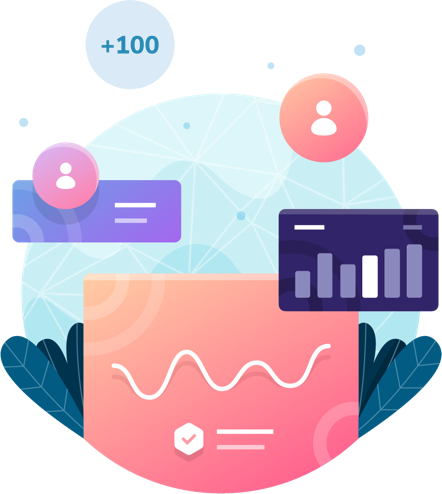 Illustration of Fantoo app analytics, charts and statistics